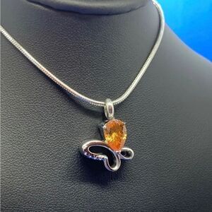 Topaz butterfly cremation urn necklace